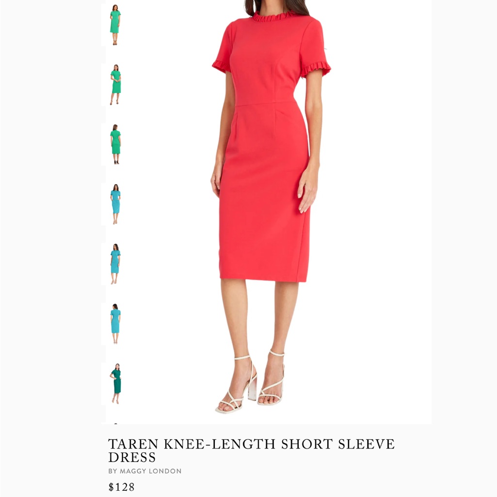 Maggy London Taren Knee-Length Short Sleeve Dress Red/Coral
